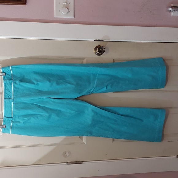 Liz Claiborne Audra Sky Blue White Tailored Straight LegTrousers Pants Size 10 - Picture 4 of 8